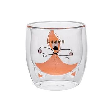 Happy Fox Double Wall Insulated Glass Tumbler