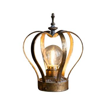 Vintage Gold Metal Crown Table Lamp