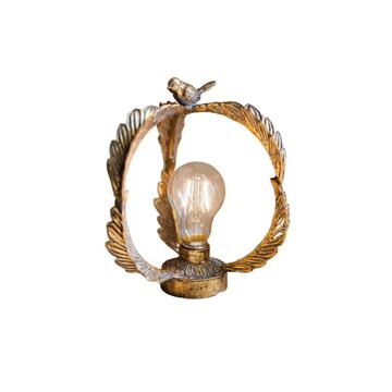 Vintage Gold Metal Bird Wreath Table Lamp