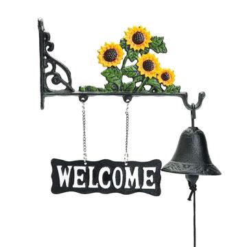 Cast Iron Sunflowers Garden Welcome Hanging Door Bell