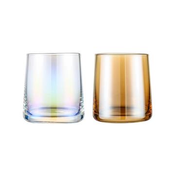 Holographic & Amber Glass Tumblers (Set of 2)
