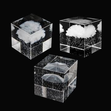  Rainy Cloud Crystal Glass 3D Laser Engraved Cubes