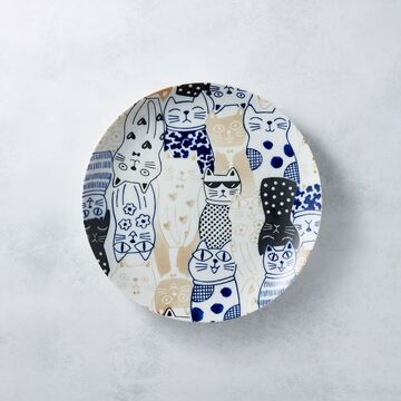 Awasaka Cat Downtown Story Porcelain Plate 23cm