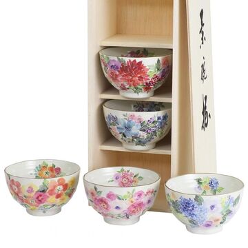 And Ai Minoyaki Hananeiro Rice Bowls Set of 5