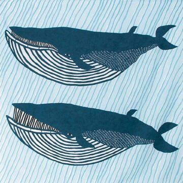 Musubi 100 Kata Kata Aquadrop Whale Blue Furoshiki Wrapping Cloth