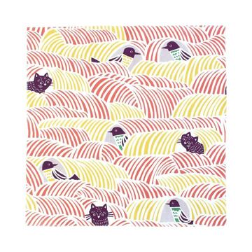 Musubi 45 Kata Kata Cats & Birds Pink Furoshiki Wrapping Cloth
