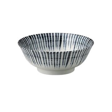Mino Ware Indigo Tokusa Japanese Porcelain Ramen Bowl