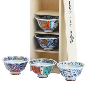 And Ai Minoyaki Koimari Rice Bowls Set of 5