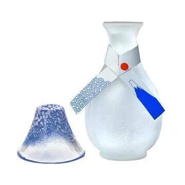 Toyo-Sasaki Glass Fujisan Sakazuki Cup & Tokkuri Sake Set
