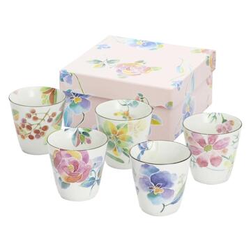 And Ai Minoyaki Hanakotoba Tea Cups Set of 5