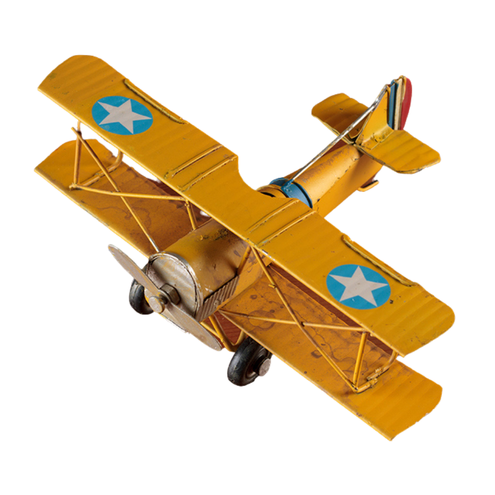 Vintage Retro Metal Diecast Yellow Berry President Biplane 16cm