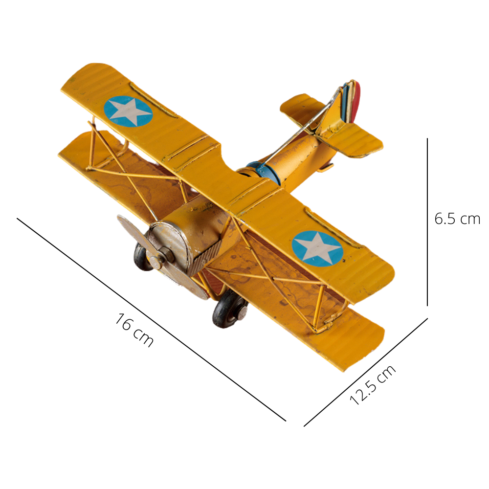Vintage Retro Metal Diecast Yellow Berry President Biplane 16cm