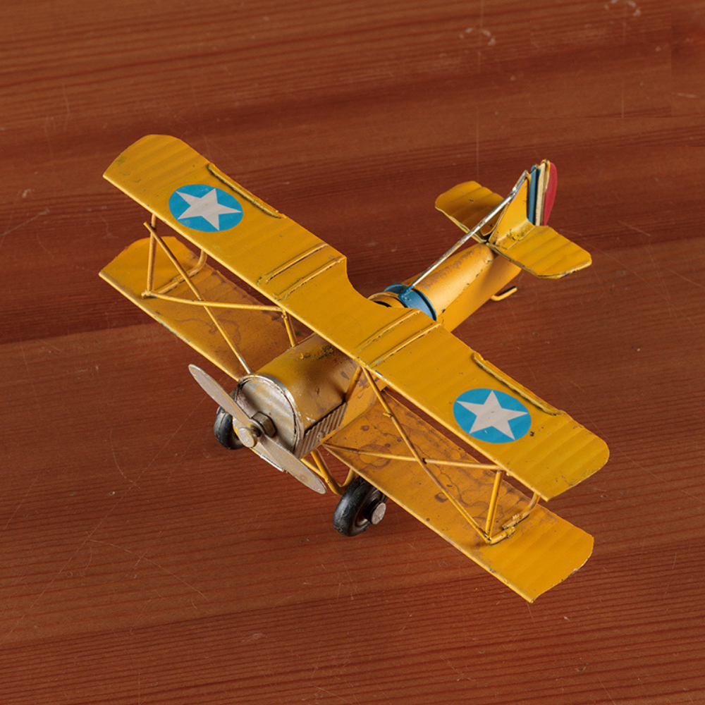 Vintage Retro Metal Diecast Yellow Berry President Biplane 16cm