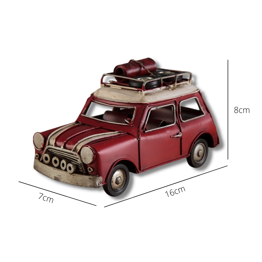 Vintage Diecast Red Mini with Spare Wheels on Roof Rack