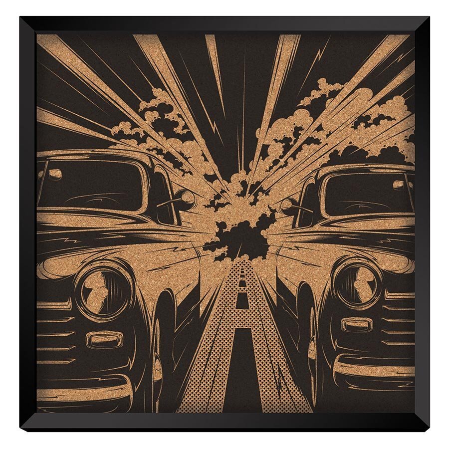 IS Gift Retro Car Race Pin-up Corkboard 30x30cm