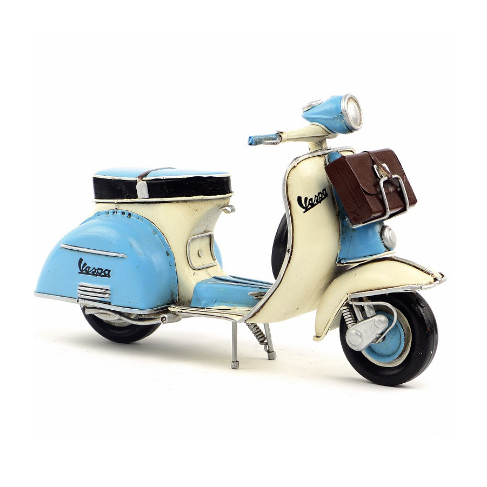 Vintage Blue Vespa Scooter with Briefcase