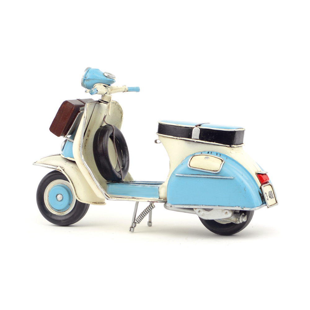 Vintage Blue Vespa Scooter with Briefcase
