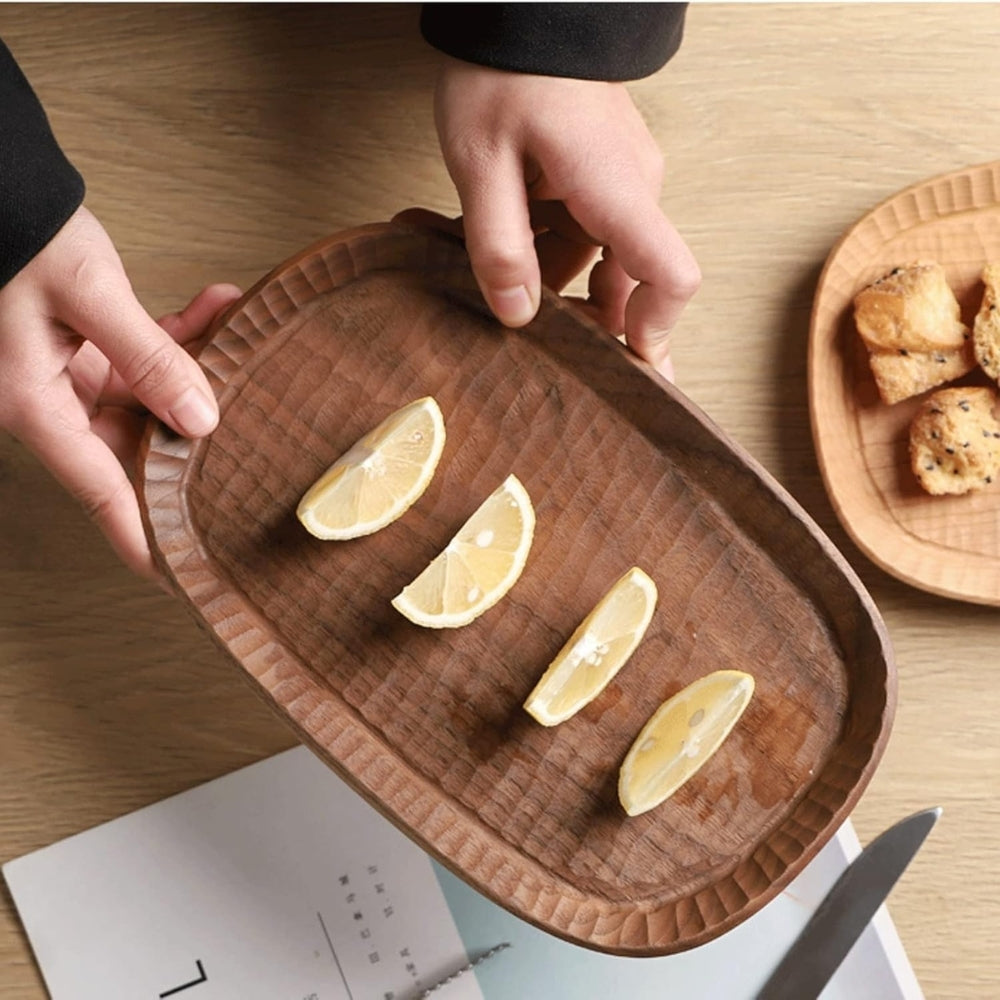 Elliot Oval Cherry Wood Handcraft Tea Serving Tray 25cm