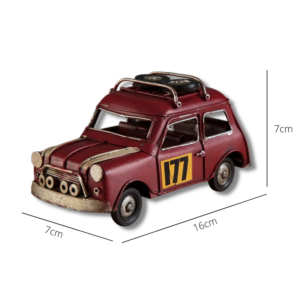 Vintage Diecast Red Classic Mini Cooper with Roof Rack