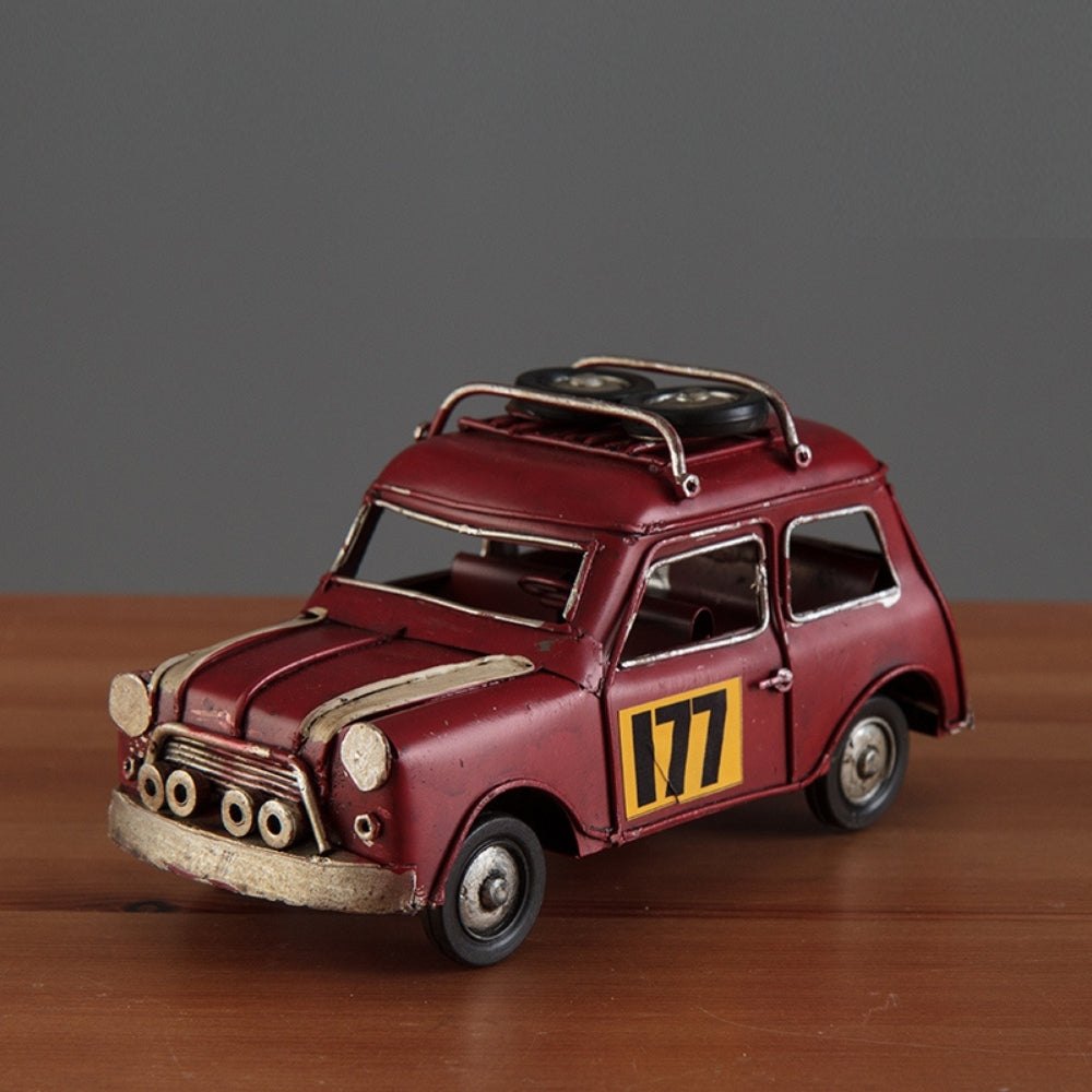 Vintage Diecast Red Classic Mini Cooper with Roof Rack
