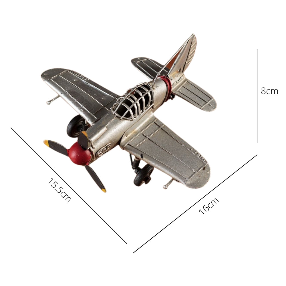 Vintage Metal Diecast Propeller Airplane Silver 16cm