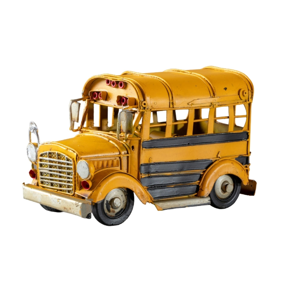 Vintage Metal Classic Yellow School Bus