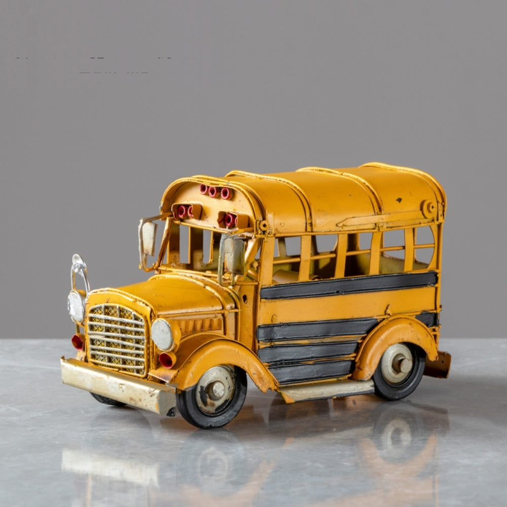 Vintage Metal Classic Yellow School Bus