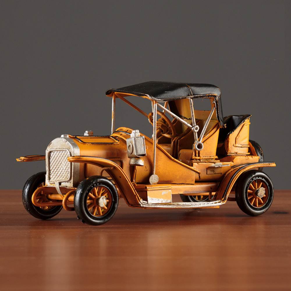 Antique Metal Yellow Classic Steam Car