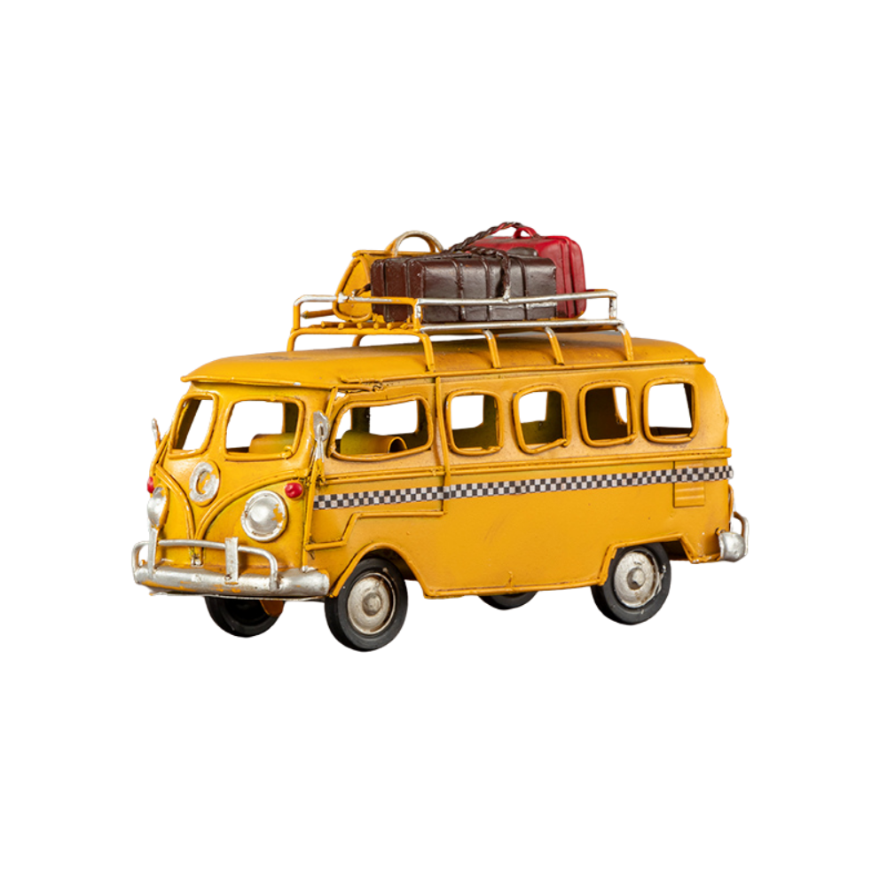 Vintage Metal Yellow Travel Bus