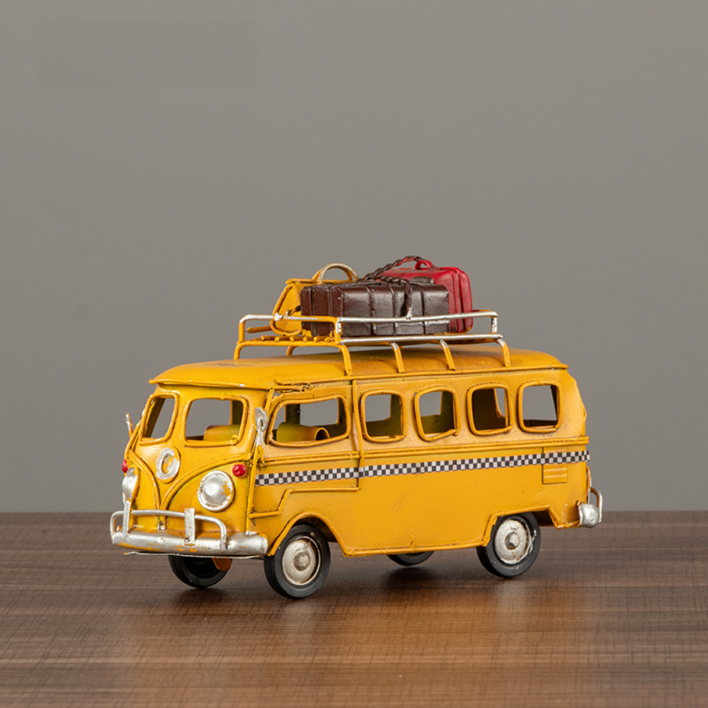 Vintage Metal Yellow Travel Bus