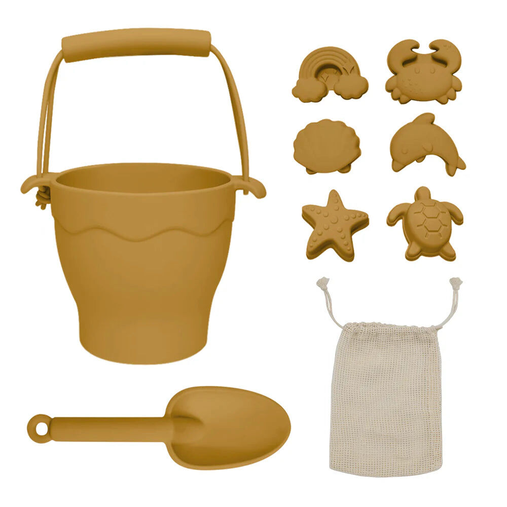 Playground Silicone 8pc Bucket & Spade Set - Sunshine