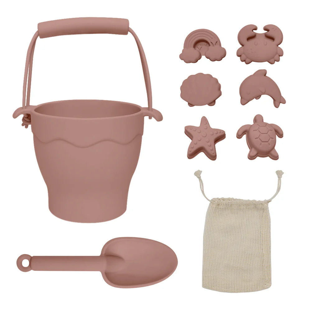 Playground Silicone 8pc Bucket & Spade Set - Rose