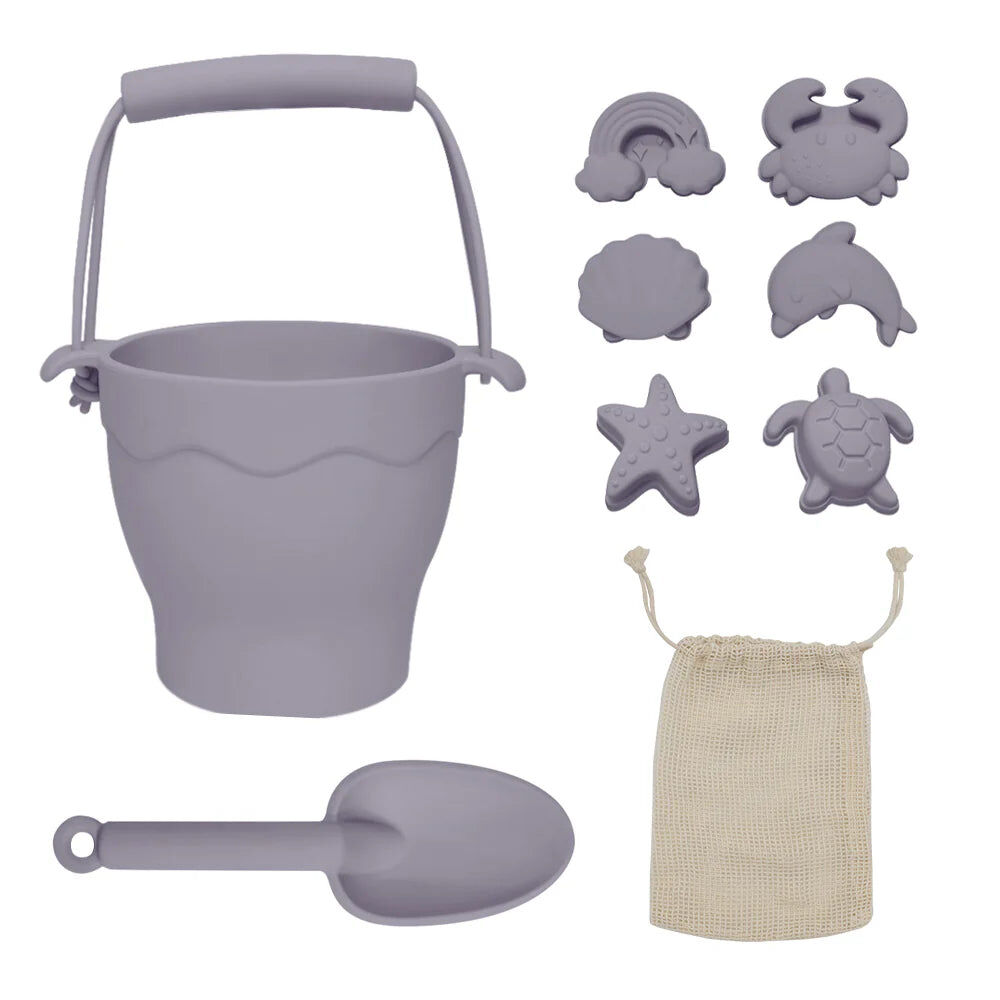 Playground Silicone 8pc Bucket & Spade Set - Lilac