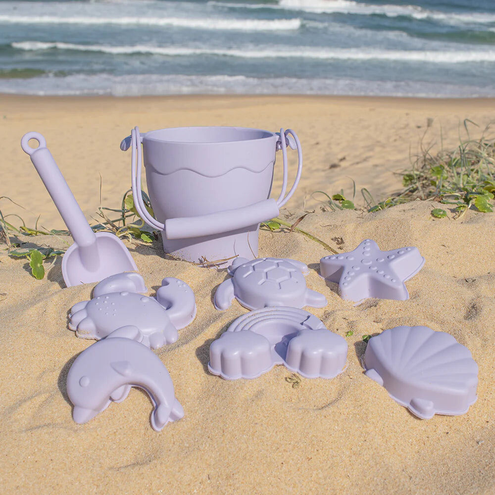 Playground Silicone 8pc Bucket & Spade Set - Lilac