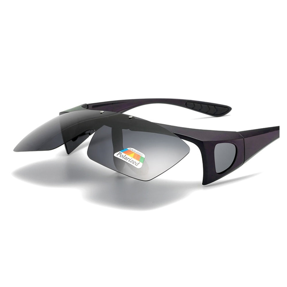 Polarised UV400 Fit Over Flip Up Sunglasses - Matte Purple