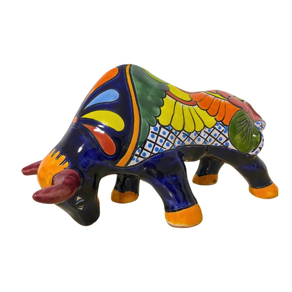Mexican Talavera Ceramic Bull Figurine 35cm