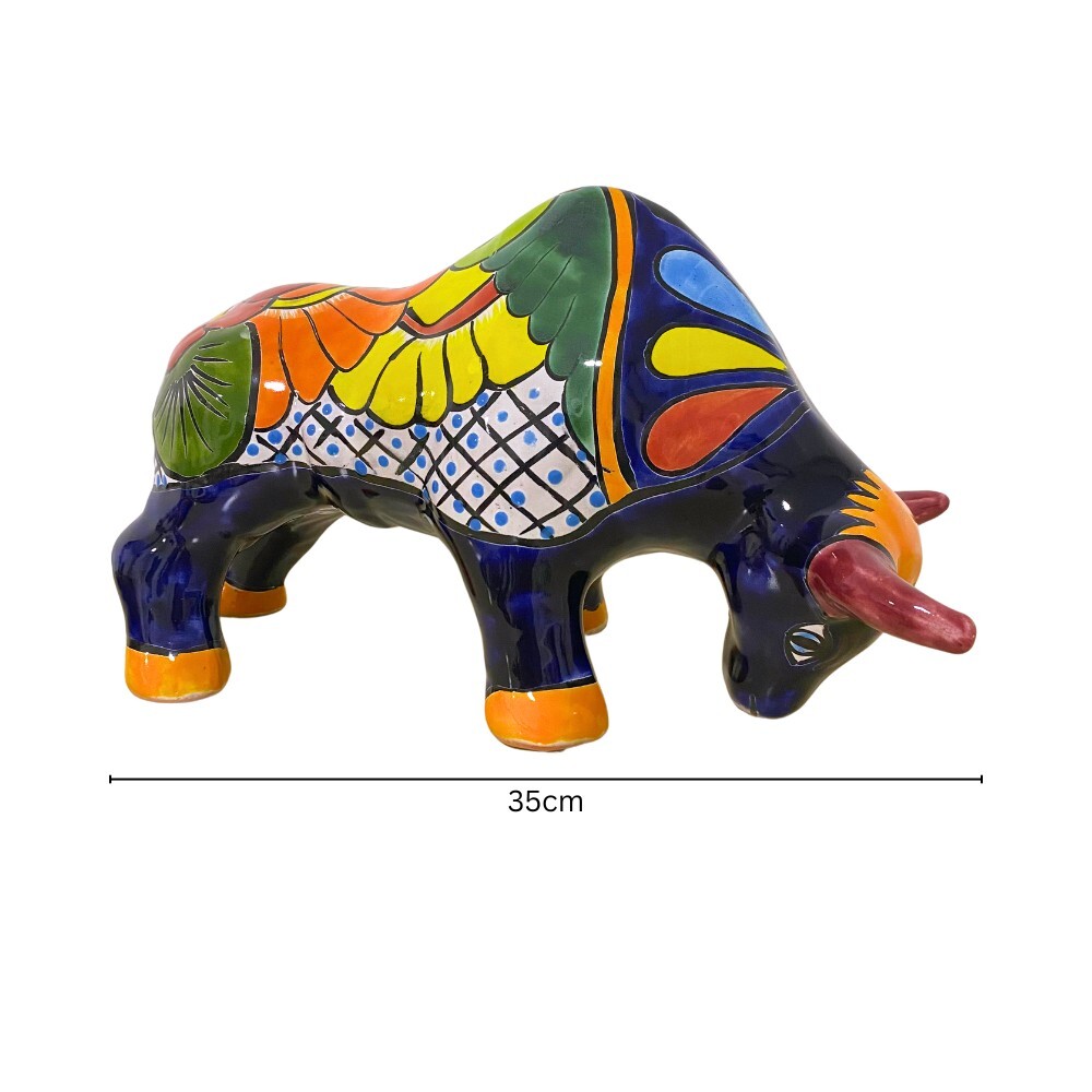 Mexican Talavera Ceramic Bull Figurine 35cm