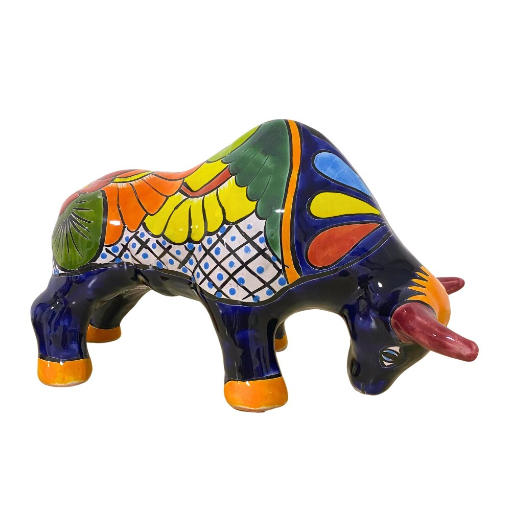 Mexican Talavera Ceramic Bull Figurine 35cm