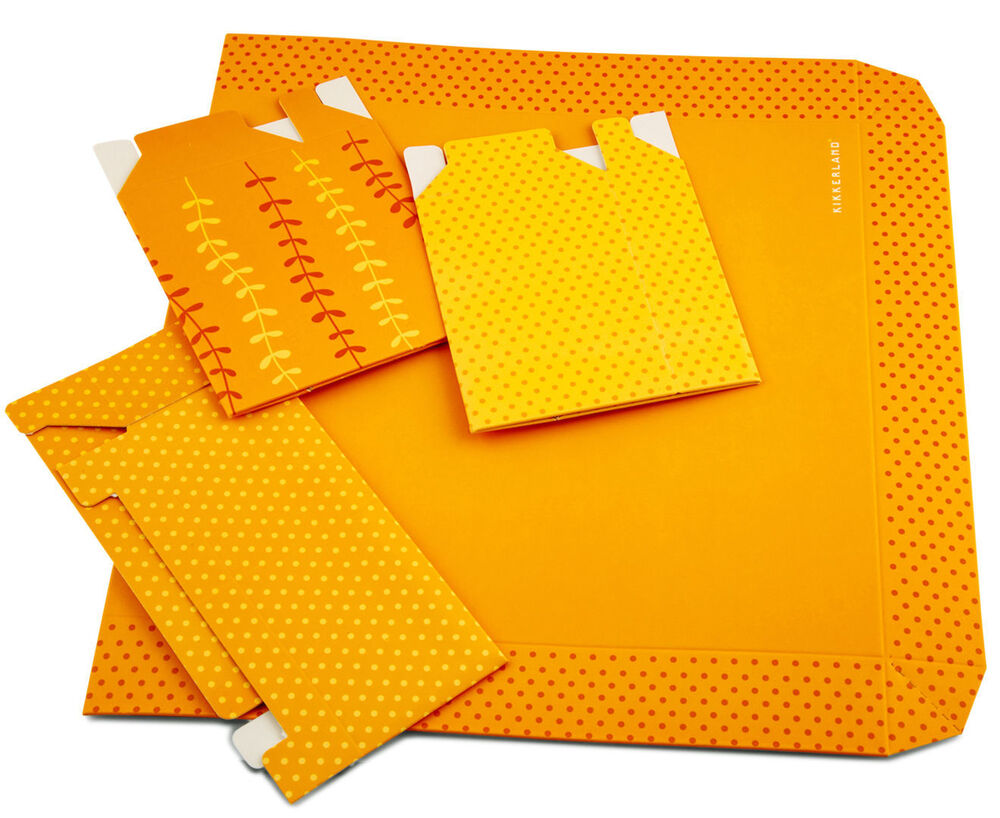 Kikkerland Orange Paper Desk Organiser Set