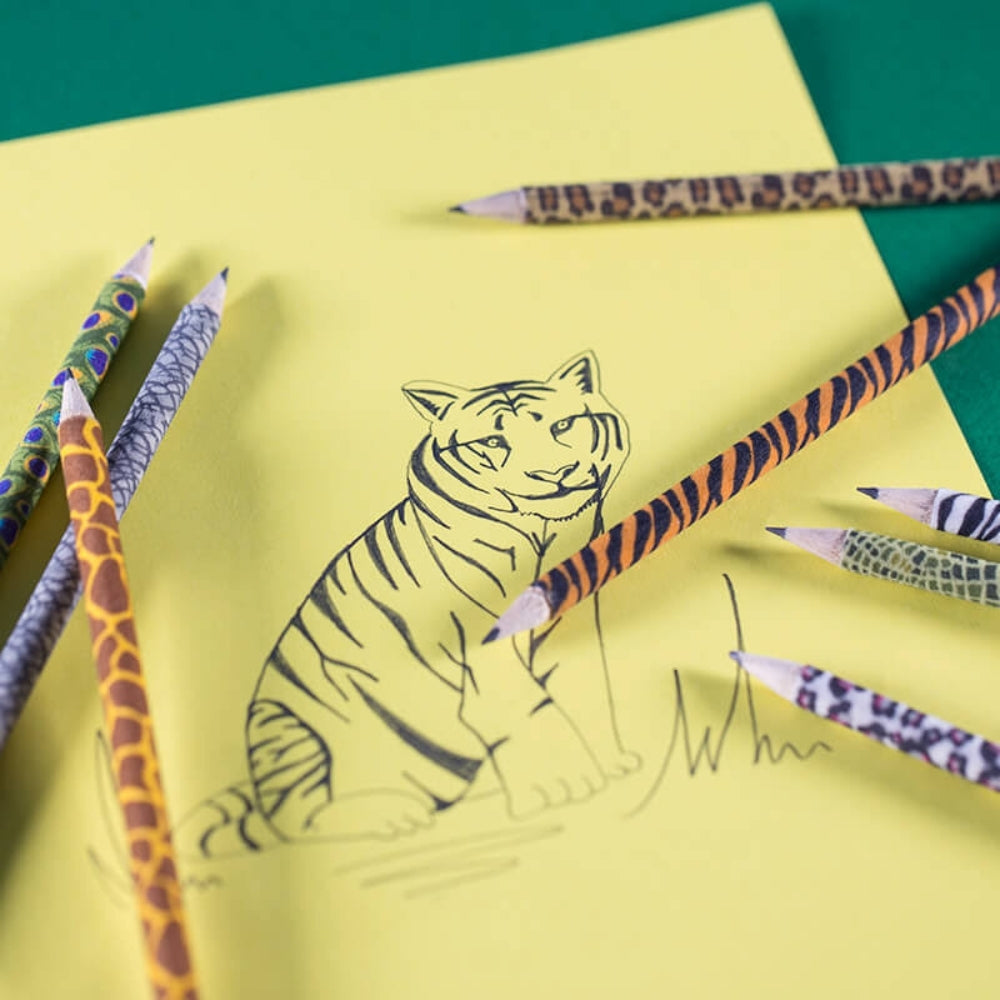 NPW Sketch Safari Flocked Pencils in A Tin