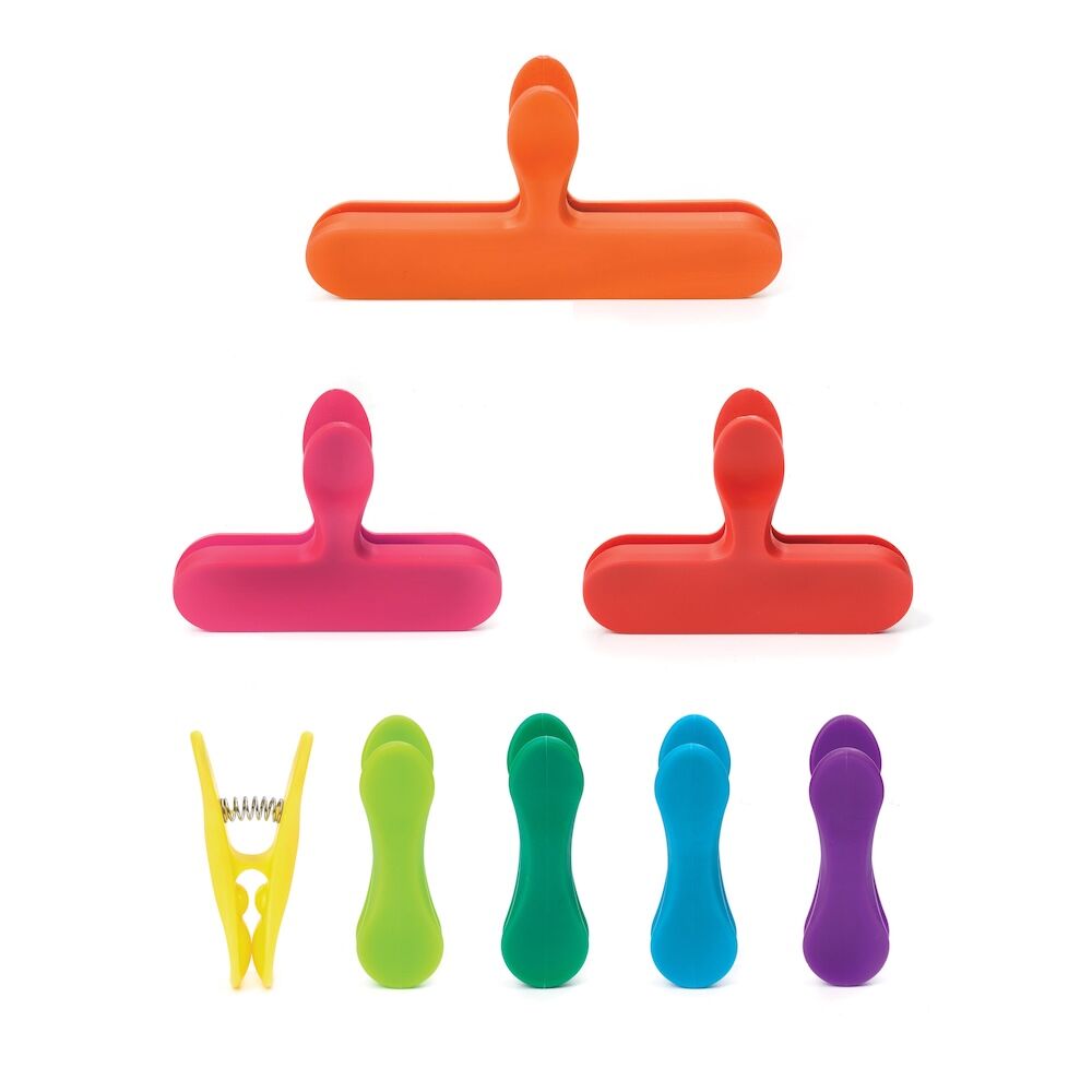 Kikkerland Rainbow Bag Clips (Set of 8)