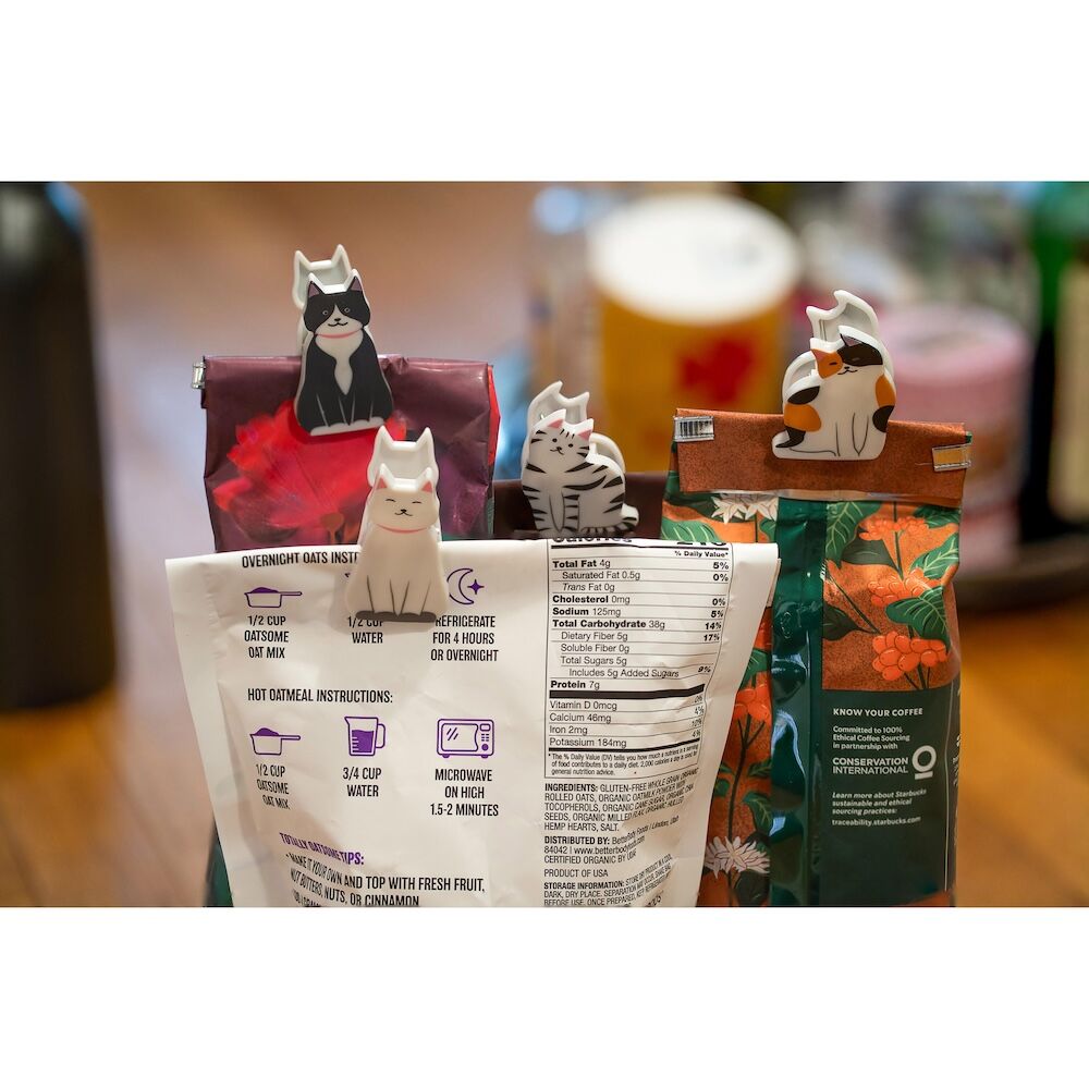 Kikkerland Kitty Bag Clips (Set of 4)