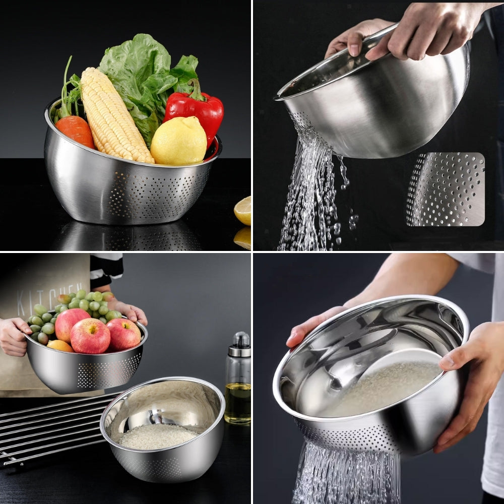 Inclined Bottom Stainless Steel Strainer Bowl