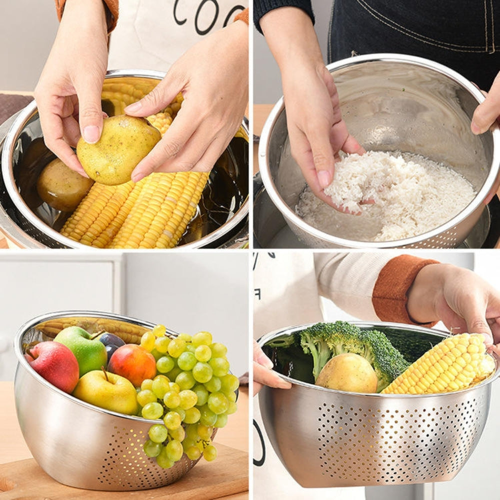 Inclined Bottom Stainless Steel Strainer Bowl