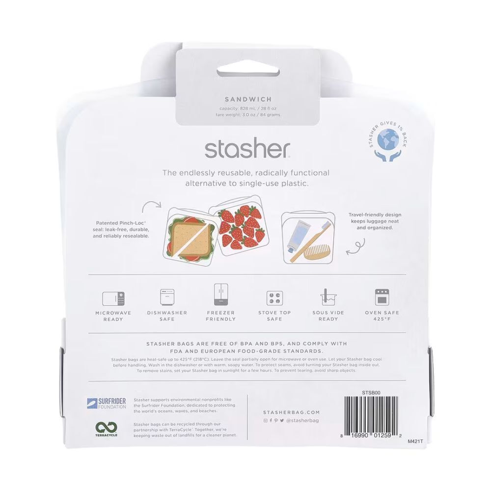 Stasher Reusable Sandwich Bag 828ml - Clear