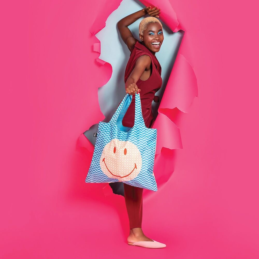 LOQI Smiley Geometric Recycled Shopper Bag