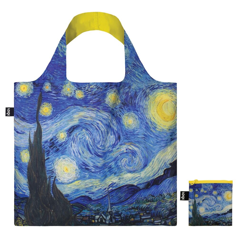LOQI Vincent Van Gogh The Starry Night Neon Yellow Recycled Shopper Bag