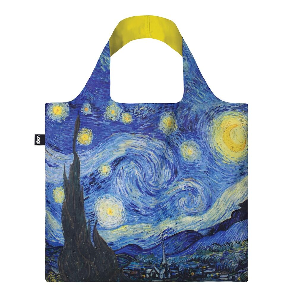 LOQI Vincent Van Gogh The Starry Night Neon Yellow Recycled Shopper Bag