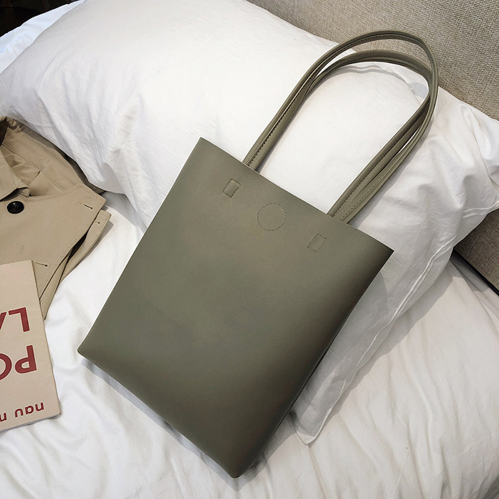 Minimalist Double Handle Ash Green Tote Bag