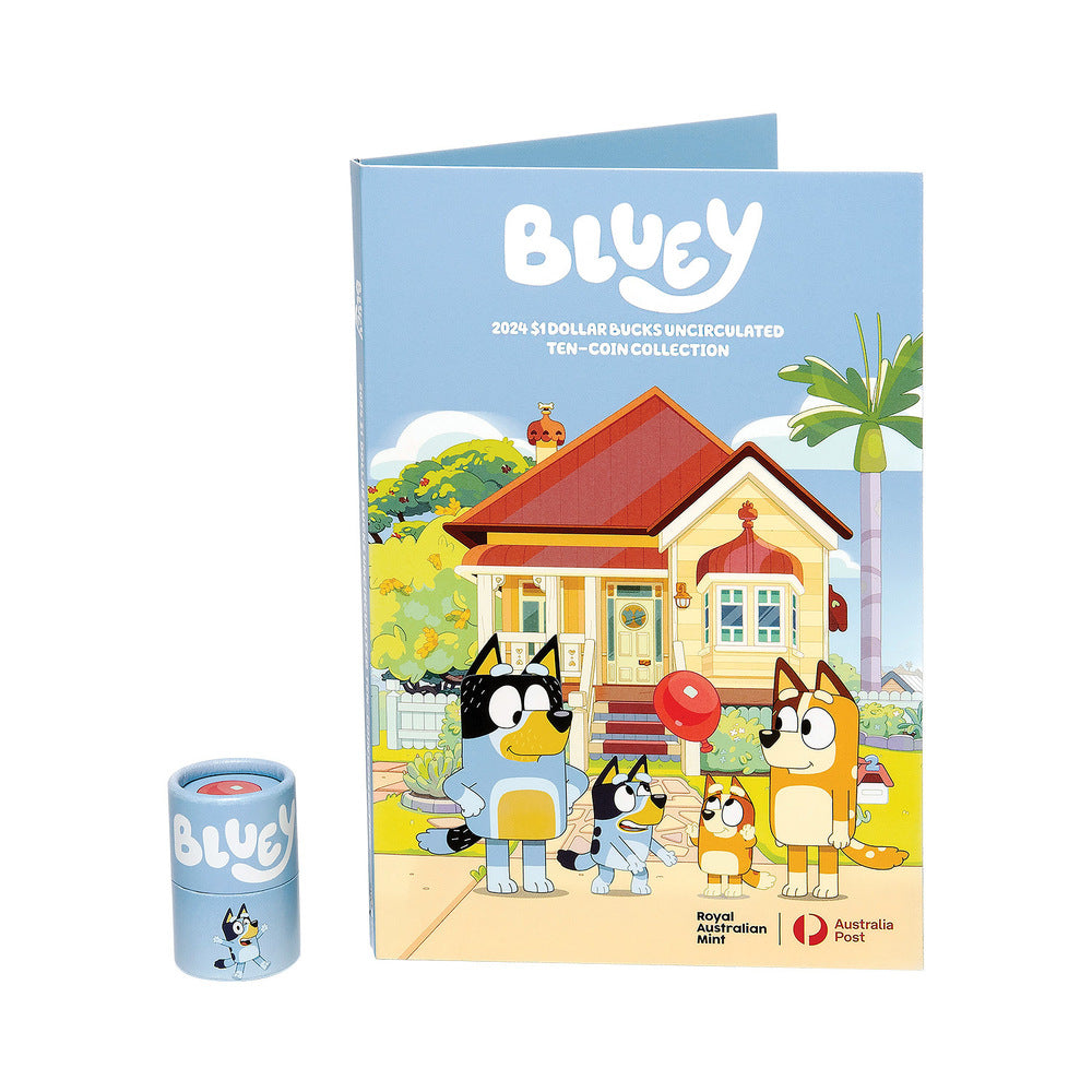 $1 Bluey 10-Coin SEALED Tube and Folder Set -Bluey Dollarbucks